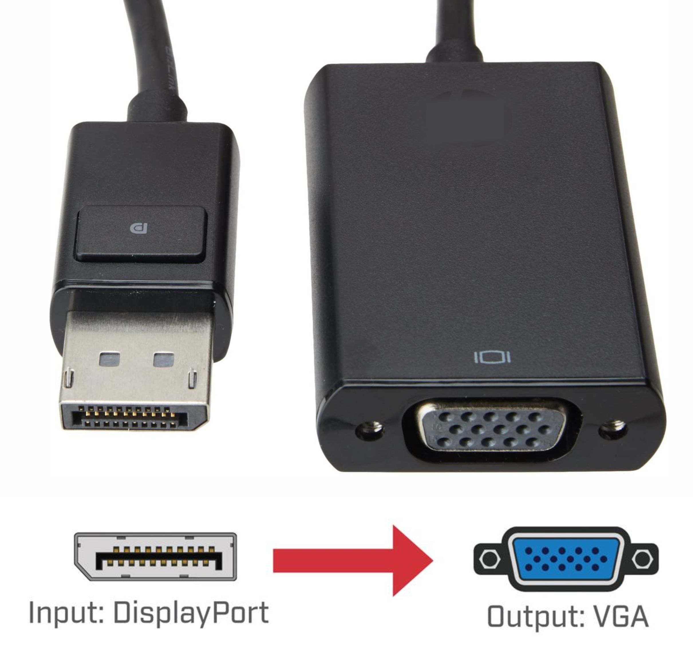 DP to VGA DisplayPort to VGA Adapter – DP Male to VGA Female Connector for Monitor, Projector, LED Display - Image 1