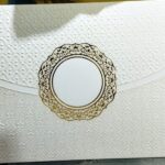 Elegant White Envelope Wedding Invitation | Gold Foil Medallion Luxury Card